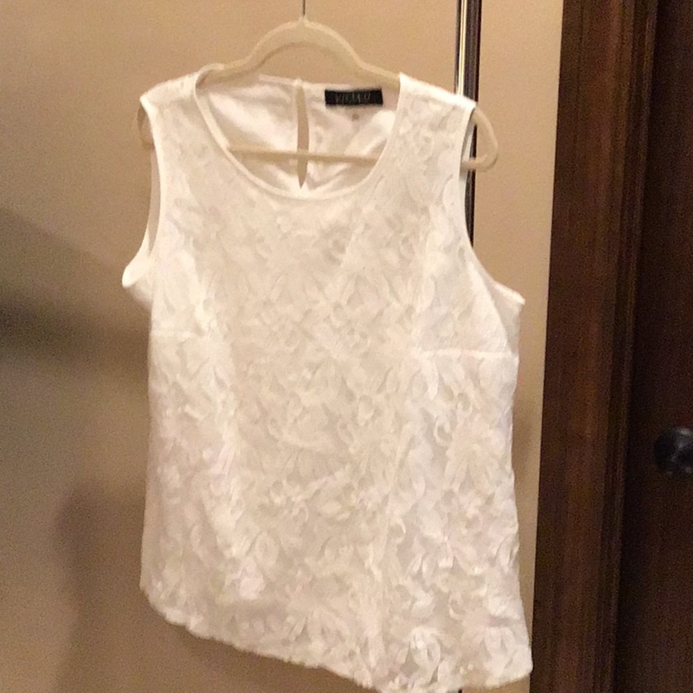 White Sleeveless Lace Top